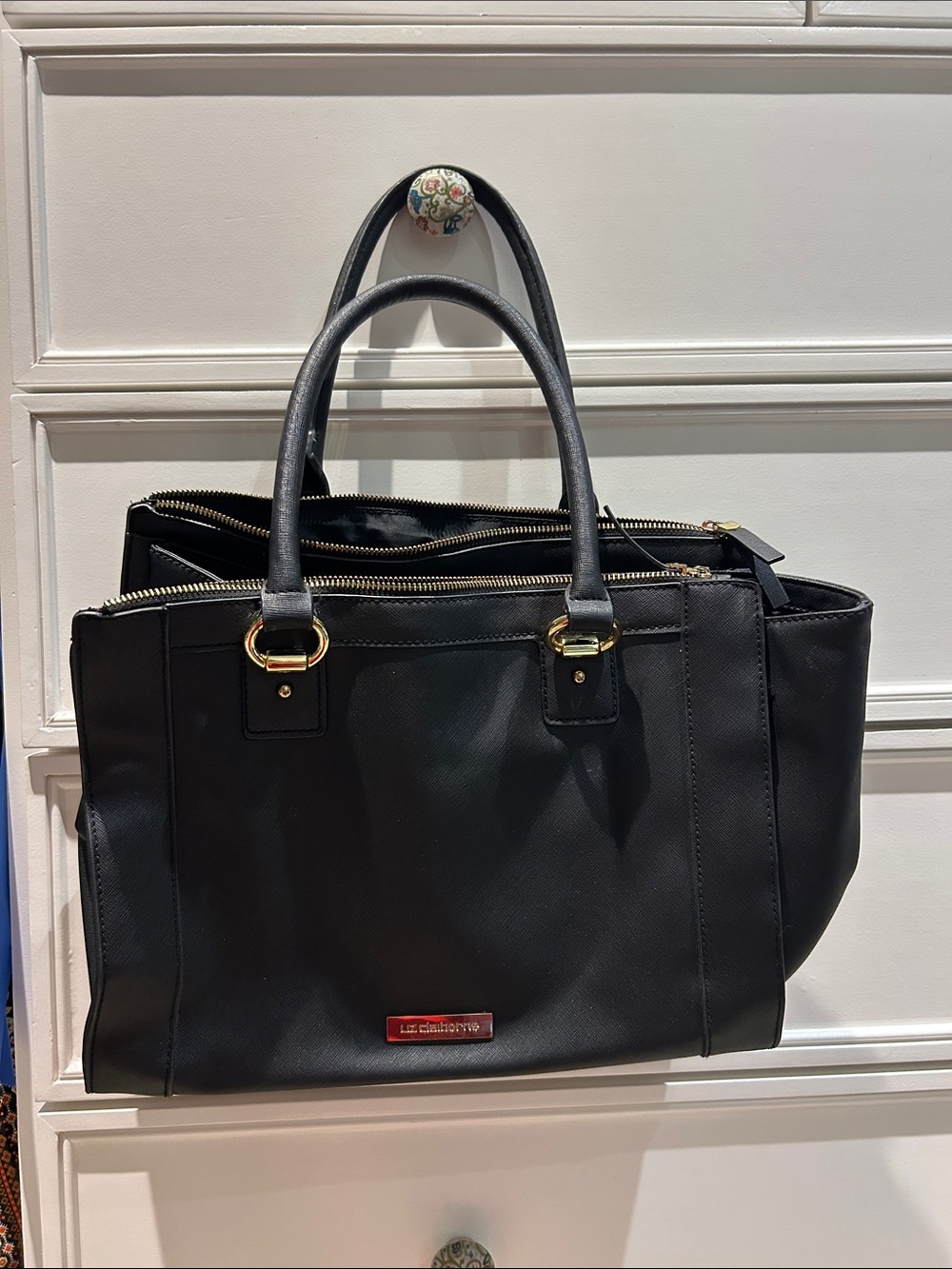 Liz Claiborne Black Tote with Gold Hardware
